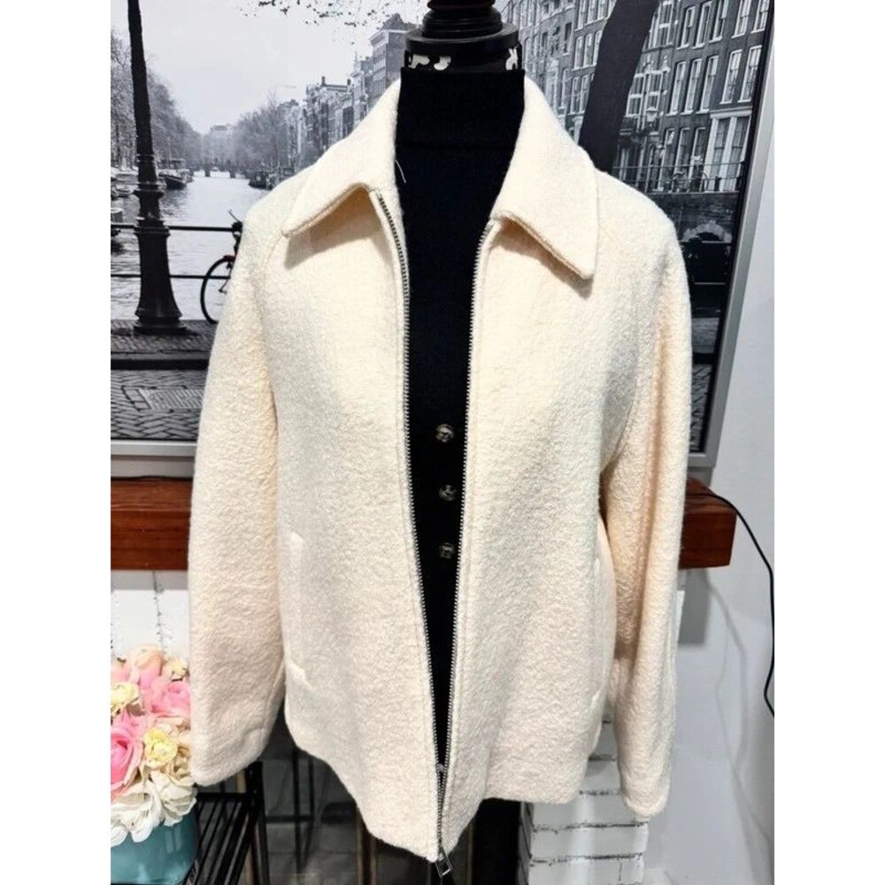 Mango Wool Jacket Oversized with Pockets beige cream